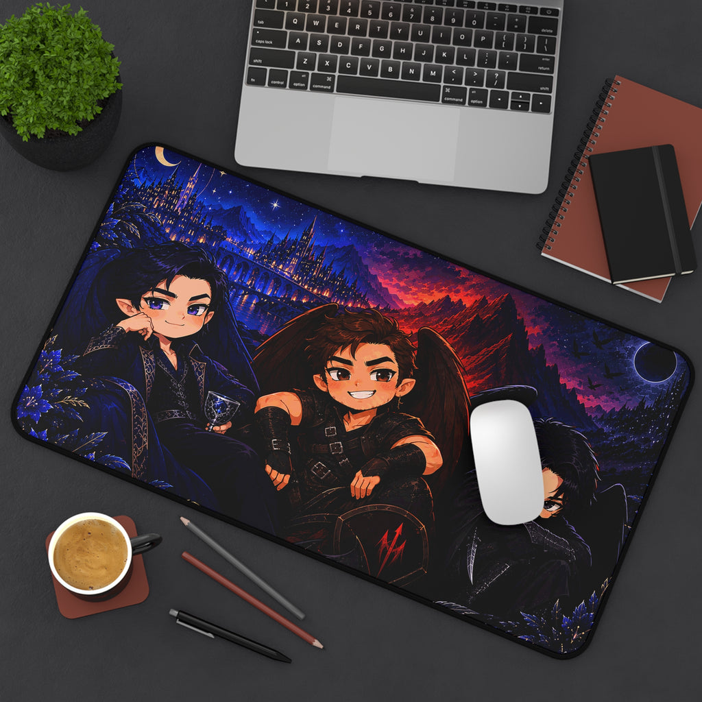Chibi Court of Dreams Desk Mat – Rhysand, Cassian & Azriel | A Court of Thorns and Roses Inspired