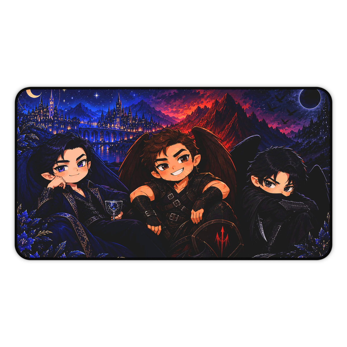 Chibi Court of Dreams Desk Mat – Rhysand, Cassian & Azriel | A Court of Thorns and Roses Inspired