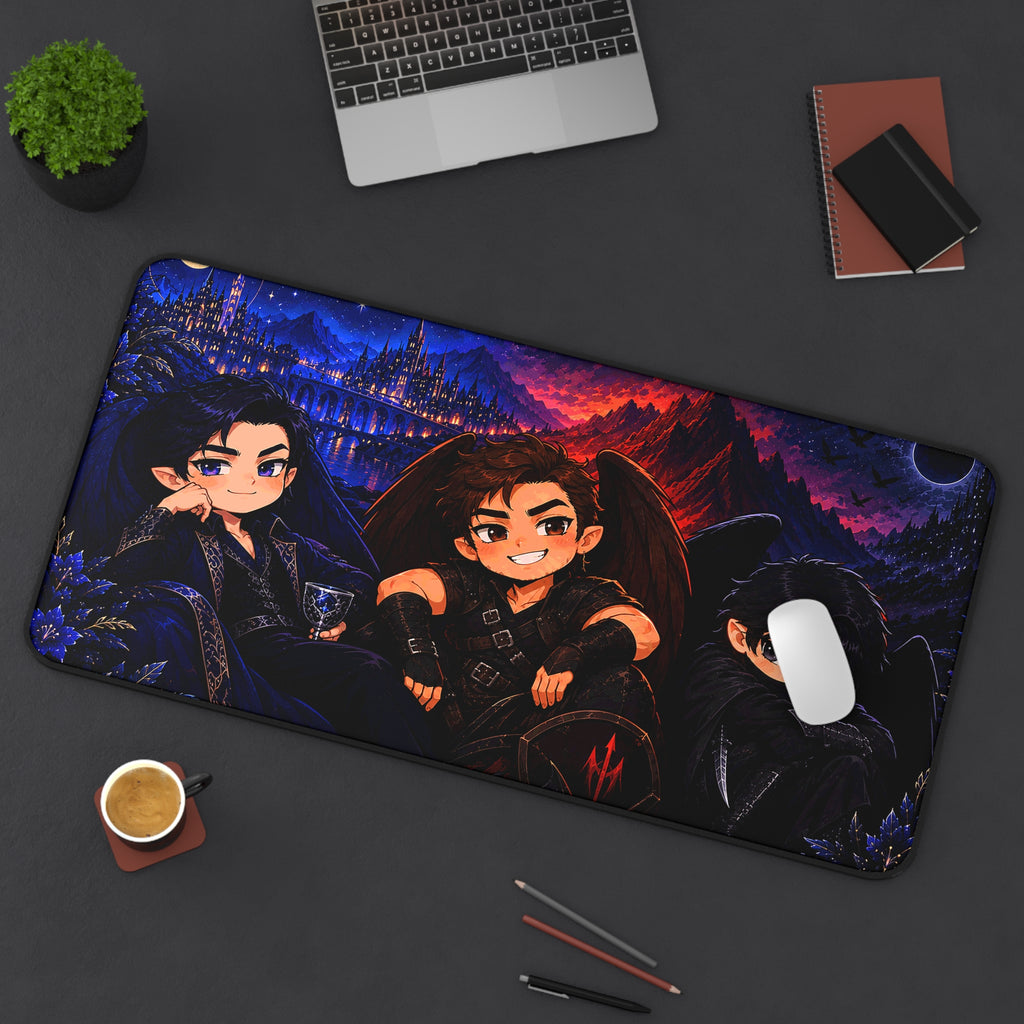 Chibi Court of Dreams Desk Mat – Rhysand, Cassian & Azriel | A Court of Thorns and Roses Inspired