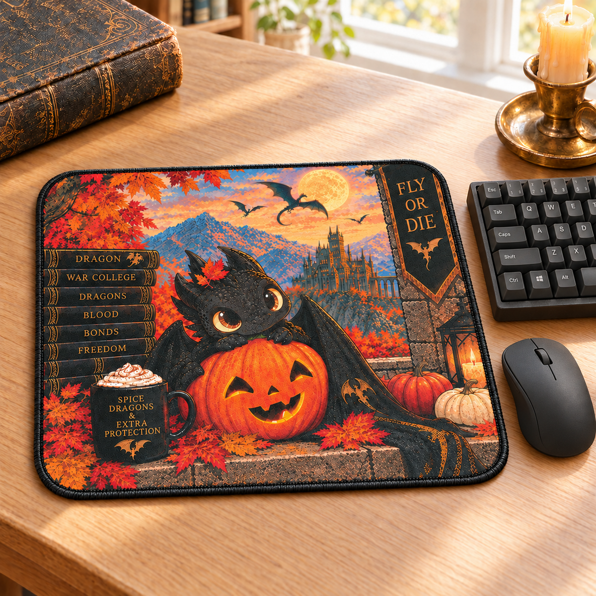 Fourth Wing Inspired Fall Halloween Mouse Pad 🎃🐉