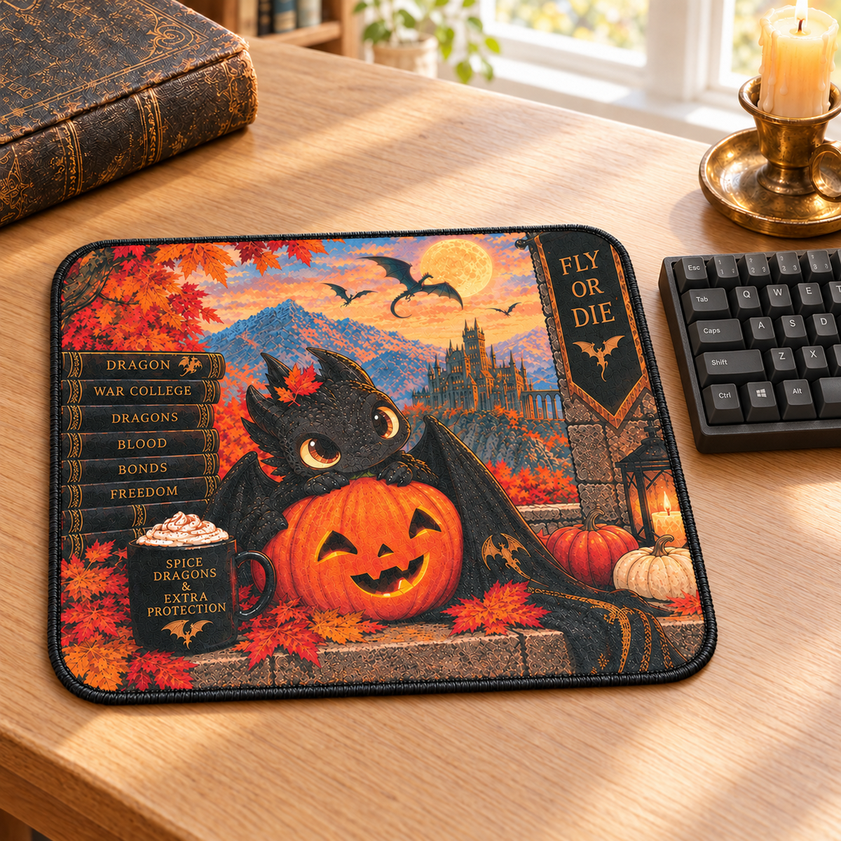 Fourth Wing Inspired Fall Halloween Mouse Pad 🎃🐉