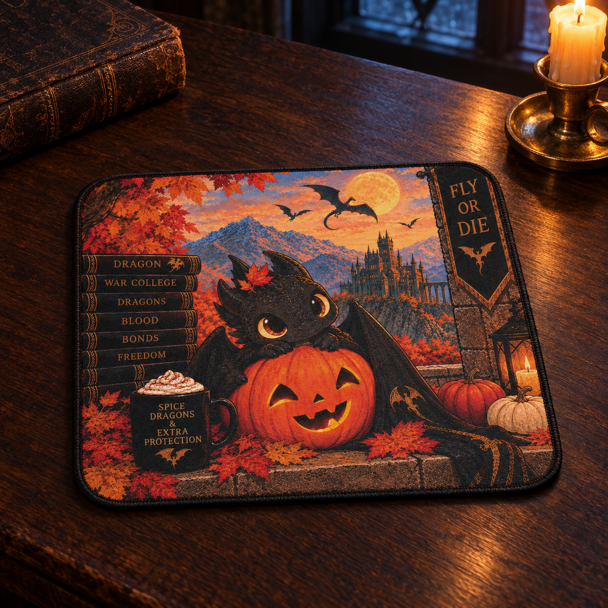Fourth Wing Inspired Fall Halloween Mouse Pad 🎃🐉