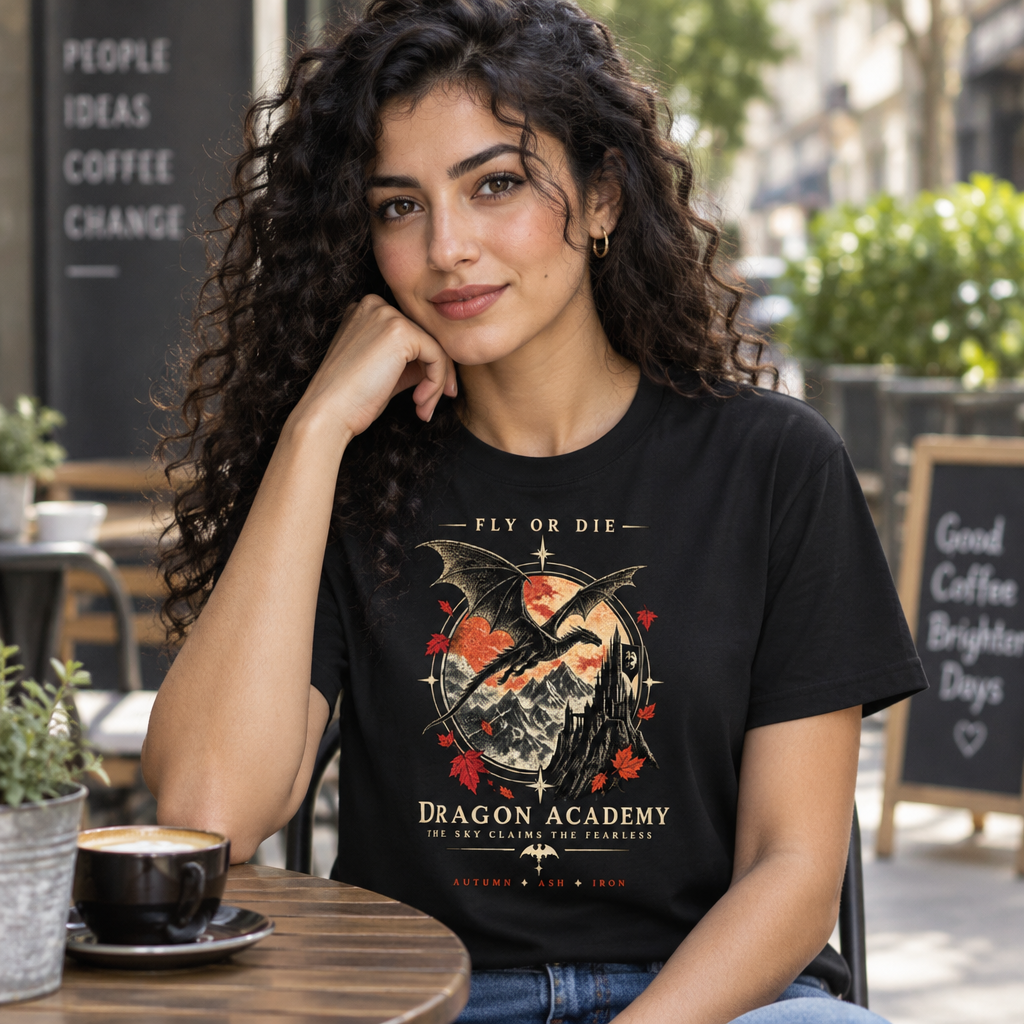 Dragon Academy Graphic Tee – Fourth Wing Inspired Fall T-Shirt